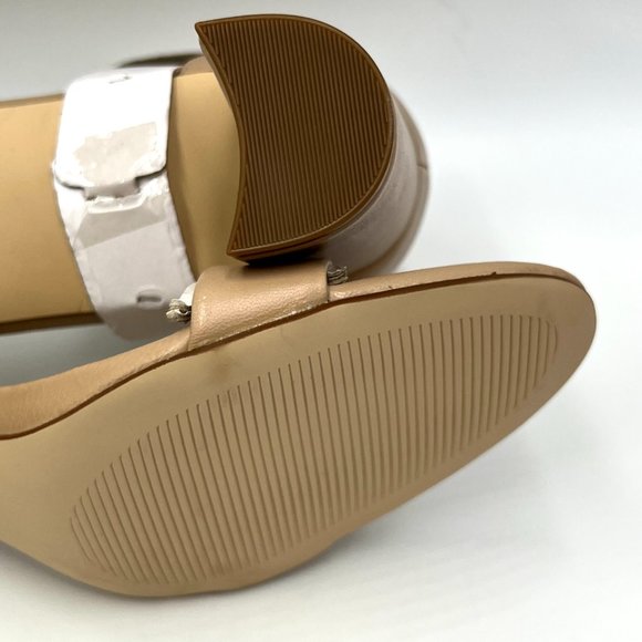 Nine West Pruce Beige Tan Natural Leather Open Toe Block Heels Sandals Shoes 10M - Picture 11 of 14